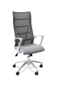 Кресло в офис Топ X белый каркас, сетка/ткань TW / серая/ серая в Черкесске