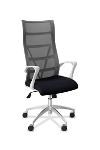 Офисное кресло для руководителя Топ X белый каркас, сетка/ткань TW / серая/черная в Черкесске
