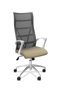 Офисное кресло Топ X белый каркас, сетка/ткань TW / серая/светло-серая в Черкесске