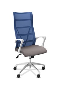 Офисное кресло Топ X белый каркас, сетка/ткань TW / синяя/серая в Черкесске