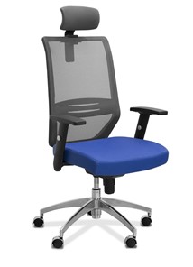 Кресло офисное Aero с подголовником, сетка/ткань TW / черная/ синяя в Черкесске