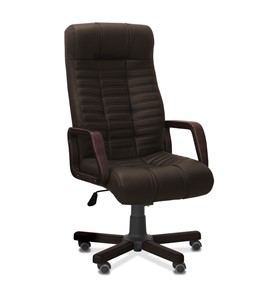 Офисное кресло Атлант W, экокожа премиум / тёмно-коричневая CN1113/ дерево - венге в Черкесске