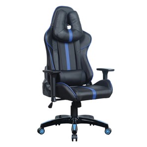 Офисное кресло BRABIX "GT Carbon GM-120", две подушки, экокожа, черное/синее, 531930 в Черкесске