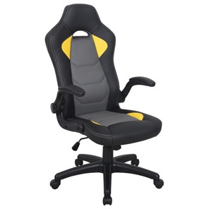 Офисное кресло BRABIX "Skill GM-005", откидные подлокотники, экокожа, черное/желтое, 532494 в Черкесске