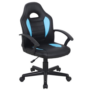 Офисное кресло BRABIX "Spark GM-201", экокожа, черное/голубое, 532505 в Черкесске