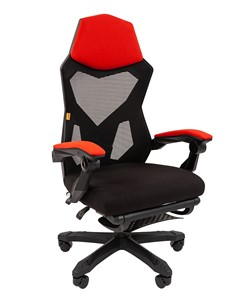 Компьютерное кресло CHAIRMAN 571 с подставкой для ног , сетчатый акрил / полиэстер черный/красный в Черкесске