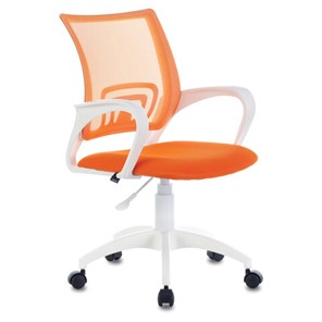 Кресло компьютерное Brabix Fly MG-396W (с подлокотниками, пластик белый, сетка, оранжевое) 532401 в Черкесске
