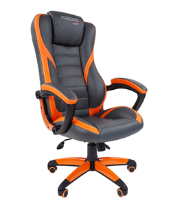 Кресло офисное CHAIRMAN GAME 22 эко кожа, серый/оранжевый в Черкесске