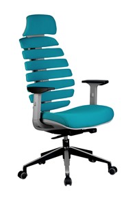 Кресло компьютерное Riva Chair SHARK (Лазурный/серый) в Черкесске