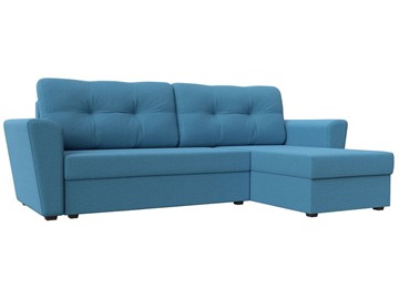 Угловой диван с оттоманкой Амстердам Лайт, Амур голубой (рогожка) в Черкесске