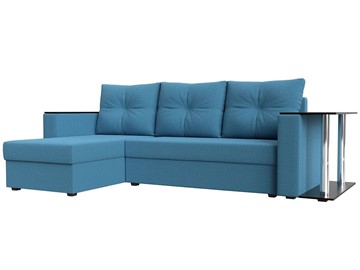 Угловой диван с оттоманкой Атланта Лайт, Амур голубой (микровельвет) в Черкесске