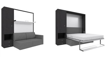 Кровать-шкаф Кровать-трансформер Smart (ШЛ+КД 1400), шкаф левый, правый подлокотник в Черкесске
