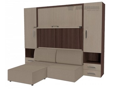 Кровать-шкаф трансформер Кровать-трансформер Smart (ШЛ+КД 1600+ШП+Пуф), 2 шкафа, без подлокотников в Черкесске