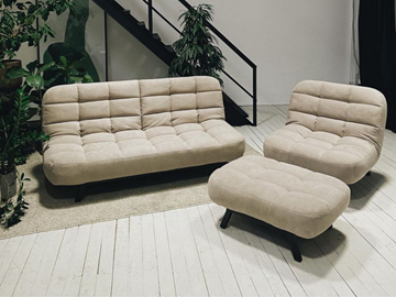 Комплект мебели Абри цвет бежевый диван + кресло +пуф пора металл в Черкесске