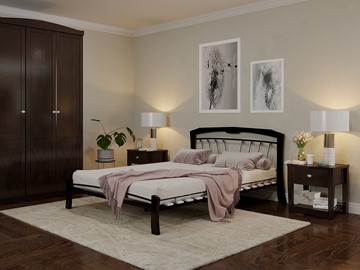 Кровать спальная Муза 4 Лайт, 1600, черный/шоколад в Черкесске