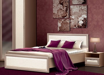 Кровать в спальню Камелия, 1600, шимо светлый/белый кожзам в Черкесске