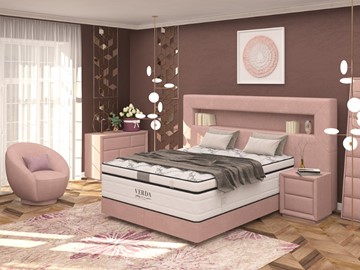 Кровать в спальню Smart/Podium M 160х200, Флок (Велсофт Винтажный розовый) в Черкесске