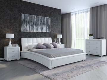 Двуспальная кровать Орматек Corso-1L 180х200, Экокожа (Белый) в Черкесске
