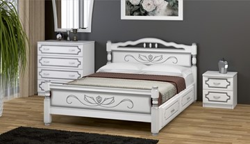 Кровать с выкатными ящиками Карина-5 (Белый Жемчуг) 160х200 в Черкесске