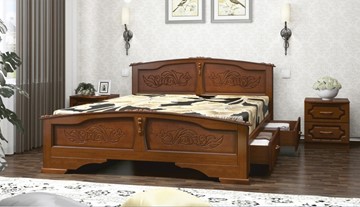 Кровать с выкатными ящиками Елена (Орех) 140х200 в Черкесске