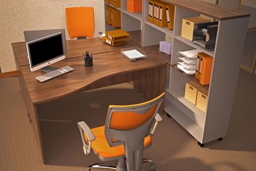 Комплект офисной мебели Милан для 2 сотрудников со стеллажом в Черкесске