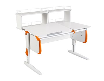 Детский стол-трансформер 1/75-40 (СУТ.25) + Polka_zz 1/600 (2 шт.)  белый/белый/Оранжевый в Черкесске