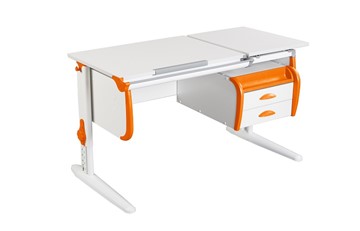 Детский стол-трансформер 1/75-40 (СУТ.25) + Tumba 3  белый/белый/Оранжевый в Черкесске