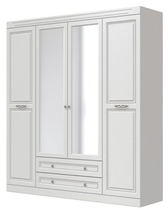 Шкаф четырехдверный в спальню Олимп ШР-4 (Белый) 2 зеркала в Черкесске