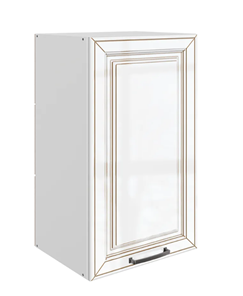 Кухонный шкаф Атланта L400 Н720 (1 дв. гл.) эмаль (белый/белый глянец патина золото) в Черкесске