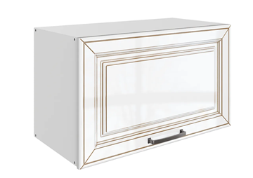 Шкаф на кухню Атланта L600 Н360 (1 дв. гл.) эмаль (белый/белый глянец патина золото) в Черкесске