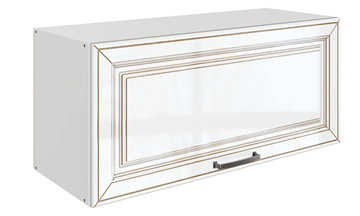 Шкаф кухонный Атланта L800 Н360 (1 дв. гл.) эмаль (белый/белый глянец патина золото) в Черкесске