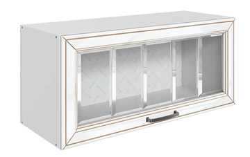Кухонный навесной шкаф Атланта L800 Н360 (1 дв. рам.) эмаль (белый/белый глянец патина золото) в Черкесске
