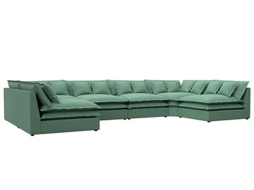 Большой П-образный диван Лига-040, Амур зеленый (рогожка) в Черкесске