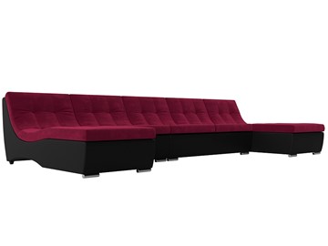 П-образный диван Монреаль, Бордовый\Черный (Микровельвет\Экокожа) в Черкесске