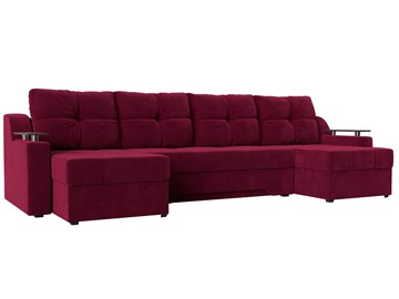 Большой П-образный диван Сенатор, Бордовый (Микровельвет) боннель в Черкесске