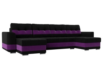 П-образный диван Честер, Черный/фиолетовый (вельвет) в Черкесске