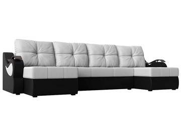 П-образный диван Меркурий П, Белый/черный (экокожа) в Черкесске