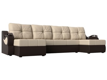 П-образный диван Меркурий П, Бежевый/коричневый (экокожа) в Черкесске