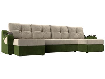 П-образный диван Меркурий П, Бежевый/зеленый (вельвет) в Черкесске