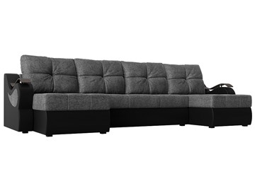 П-образный диван Меркурий П, Серый/черный (рогожка/экокожа) в Черкесске