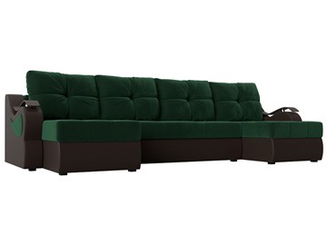 П-образный диван Меркурий П, Зеленый\Коричневый (Велюр\Экокожа) в Черкесске