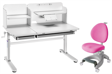 Комплект парта + кресло Iris II Grey + Cielo Pink + чехол для кресла в подарок в Черкесске