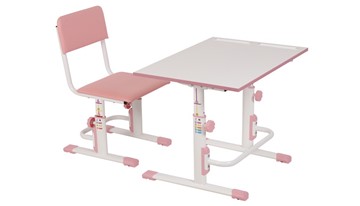 Растущий комплект мебели POLINI Kids Растущая парта-трансформер М1 и стул регулируемый L Белый-розовый в Черкесске