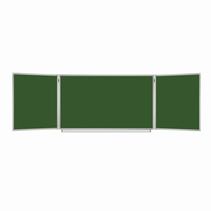 Доска для мела магнитная 3-х элементная 100х150/300 см, 5 рабочих поверхностей, зеленая, BRAUBERG, 231707 в Черкесске