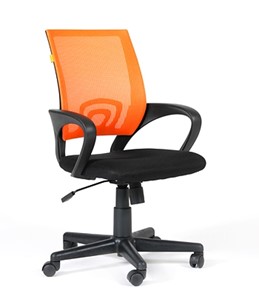 Кресло компьютерное CHAIRMAN 696 black Сетчатый акрил DW66 оранжевый в Черкесске