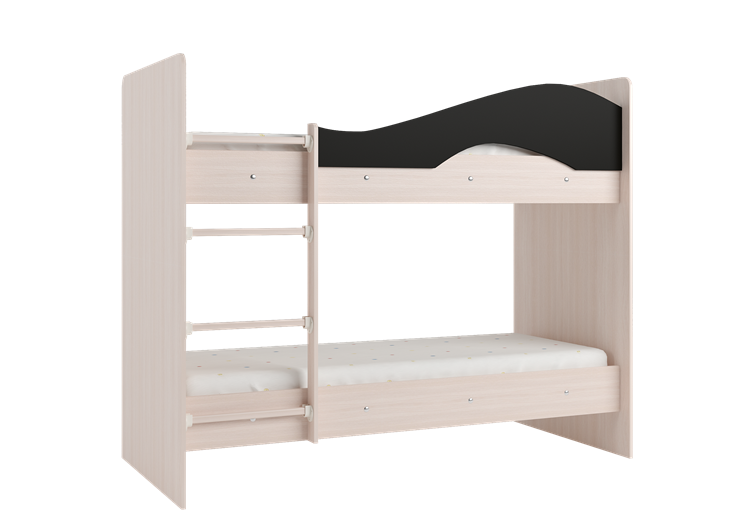 Детская  двухъярусная кровать Мая с 2 ящиками на щитах, корпус Млечный дуб, фасад Венге в Черкесске - изображение 3