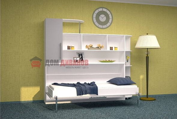 Детская кровать-шкаф Горизонтальная в серых тонах, Белый шагрень/Алюминий (900х2000) в Черкесске - изображение