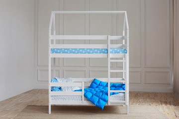 Детская двухъярусная кровать Домик, цвет белый в Черкесске