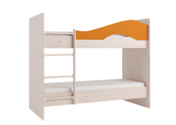 Двухъярусная кровать Мая с 2 ящиками на щитах, корпус Млечный дуб, фасад Оранжевый в Черкесске - предосмотр 2