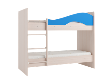 Детская 2-ярусная кровать Мая с 2 ящиками на щитах, корпус Млечный дуб, фасад Синий в Черкесске - предосмотр 2